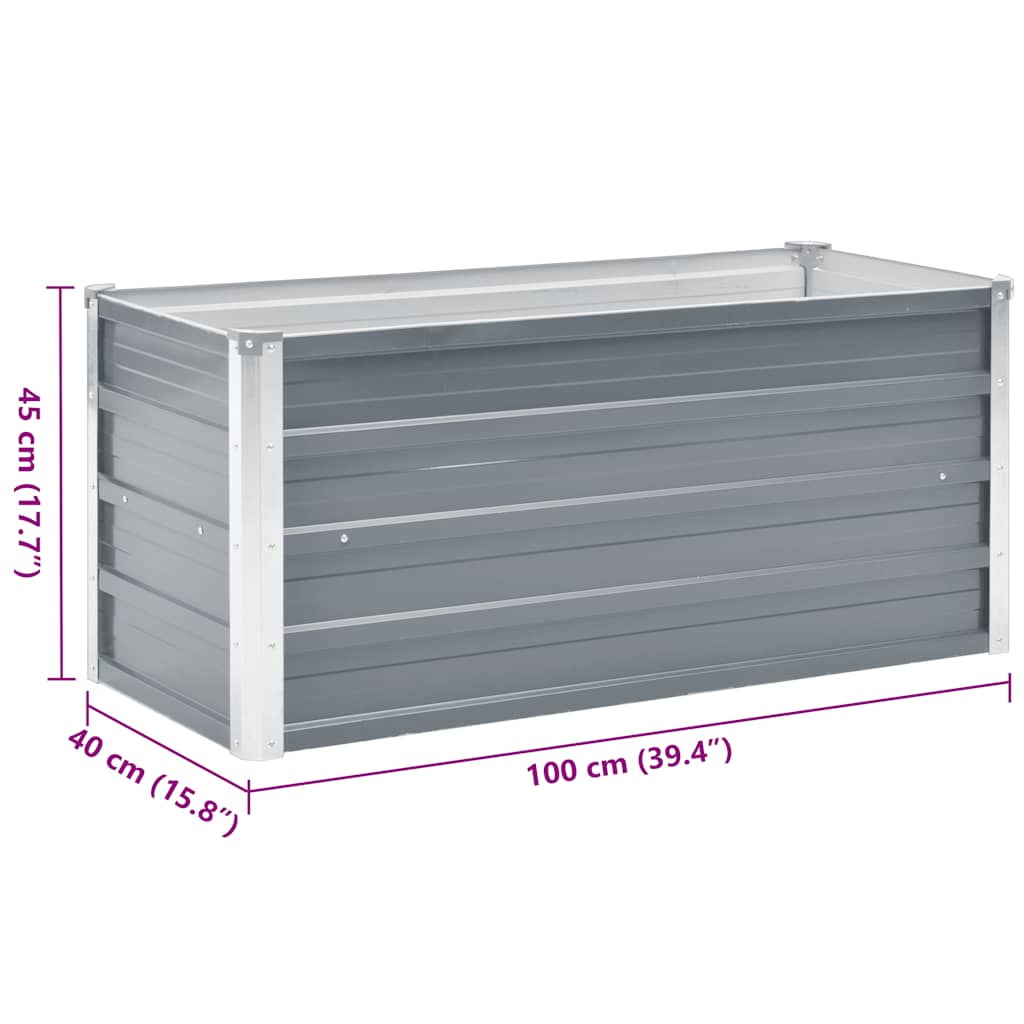 Garden Raised Bed Galvanized Steel 100x40x45 cm Gray