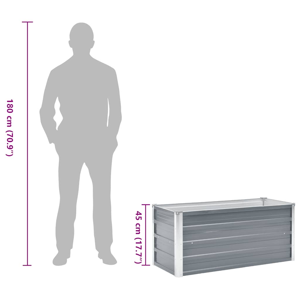 Garden Raised Bed Galvanized Steel 100x40x45 cm Gray