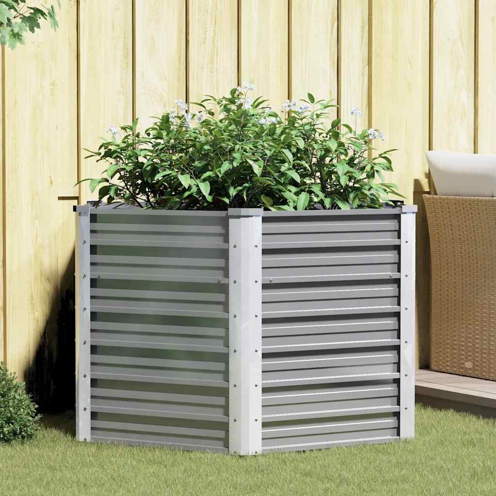 Garten-Hochbeet Verzinkter Stahl 129x129x77 cm Grau