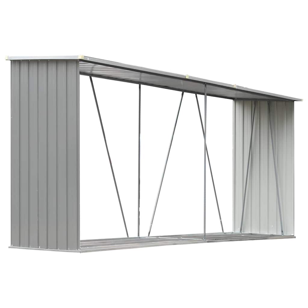 Brennholzlager aus verzinktem Stahl 330x84x152 cm Grau
