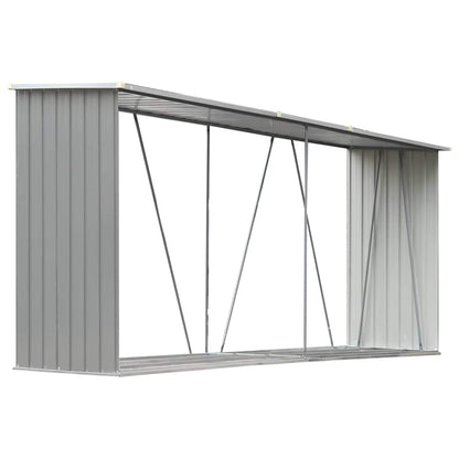 Brennholzlager aus verzinktem Stahl 330x84x152 cm Grau