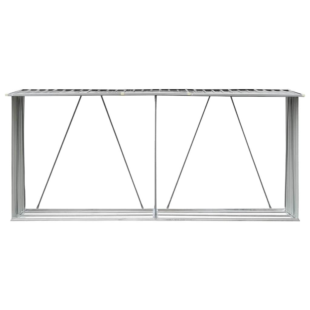 Brennholzlager aus verzinktem Stahl 330x84x152 cm Grau