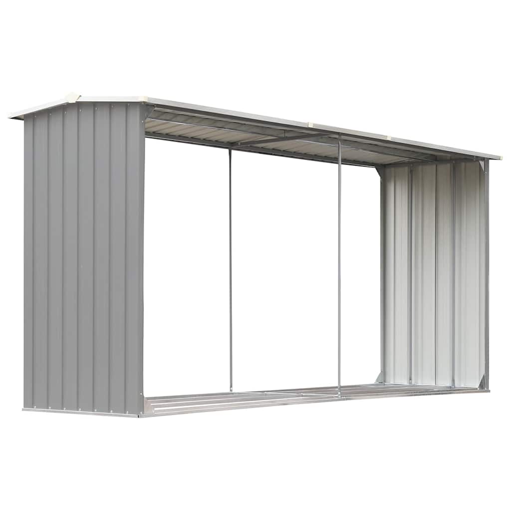 Brennholzlager aus verzinktem Stahl 330 x 92 x 153 cm Grau