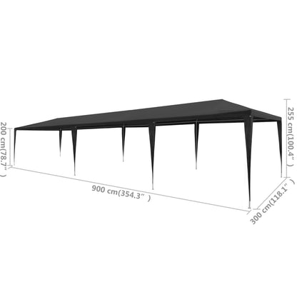 Partyzelt 3x9 m PE Anthrazit