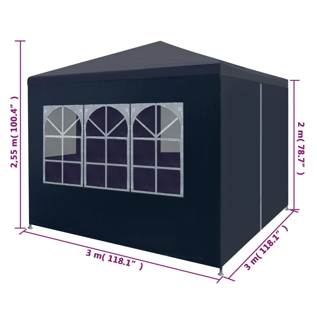 Tente de fête 3x3 m bleue
