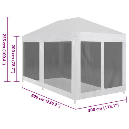 Partyzelt mit 6 Mesh-Seitenwänden 6 x 3 m