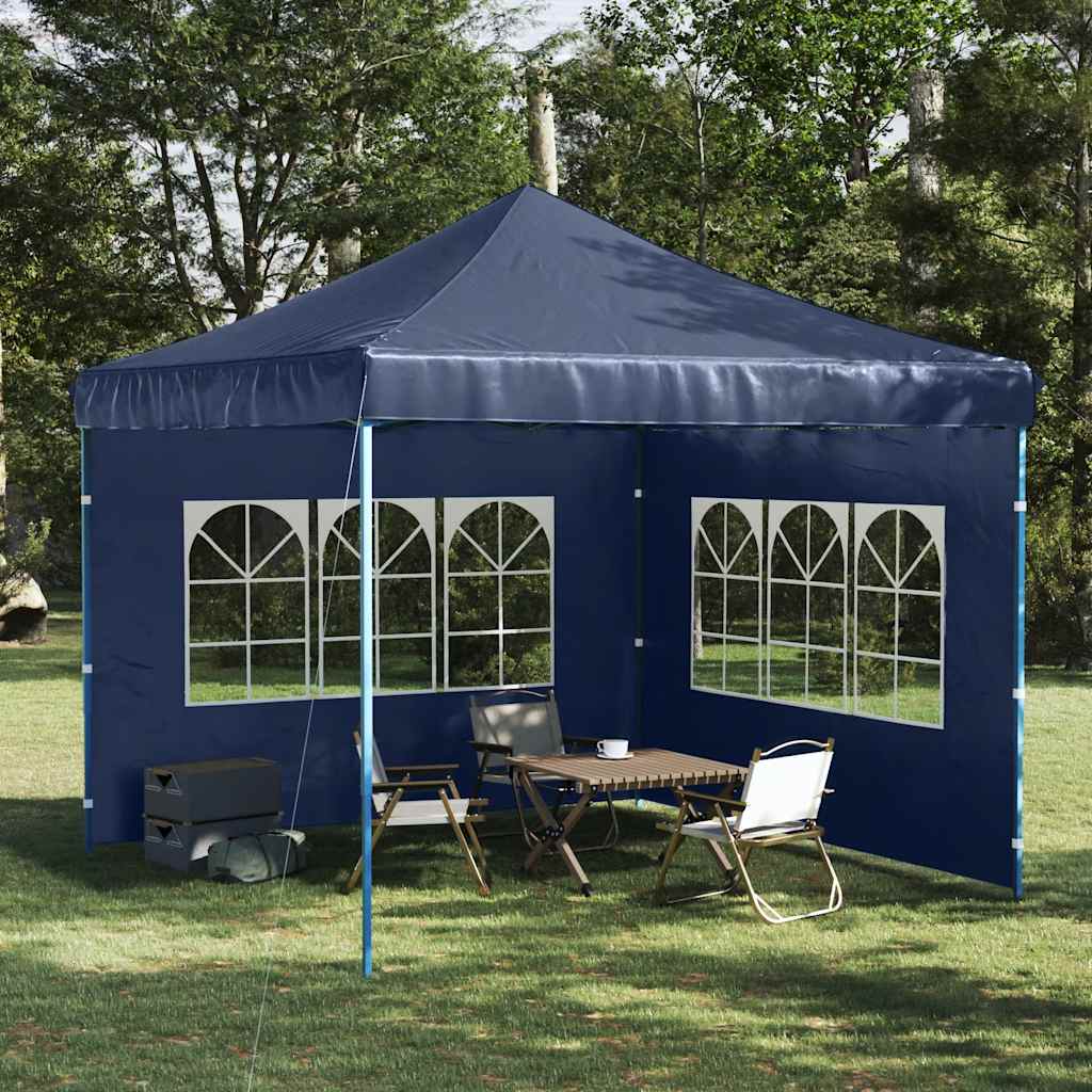 Party tent side walls 2 pieces with window PE blue