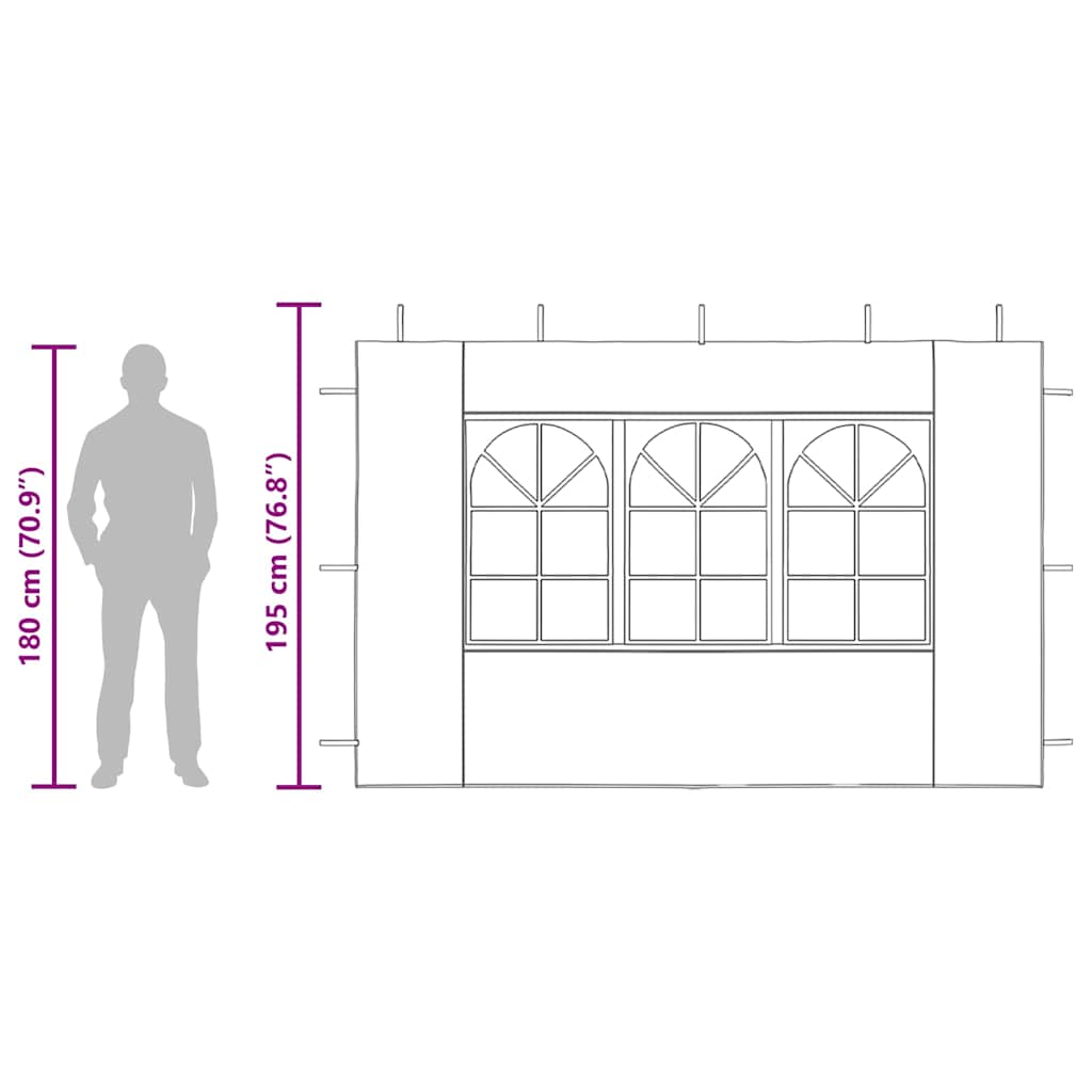 Party tent side walls 2 pieces with window PE blue