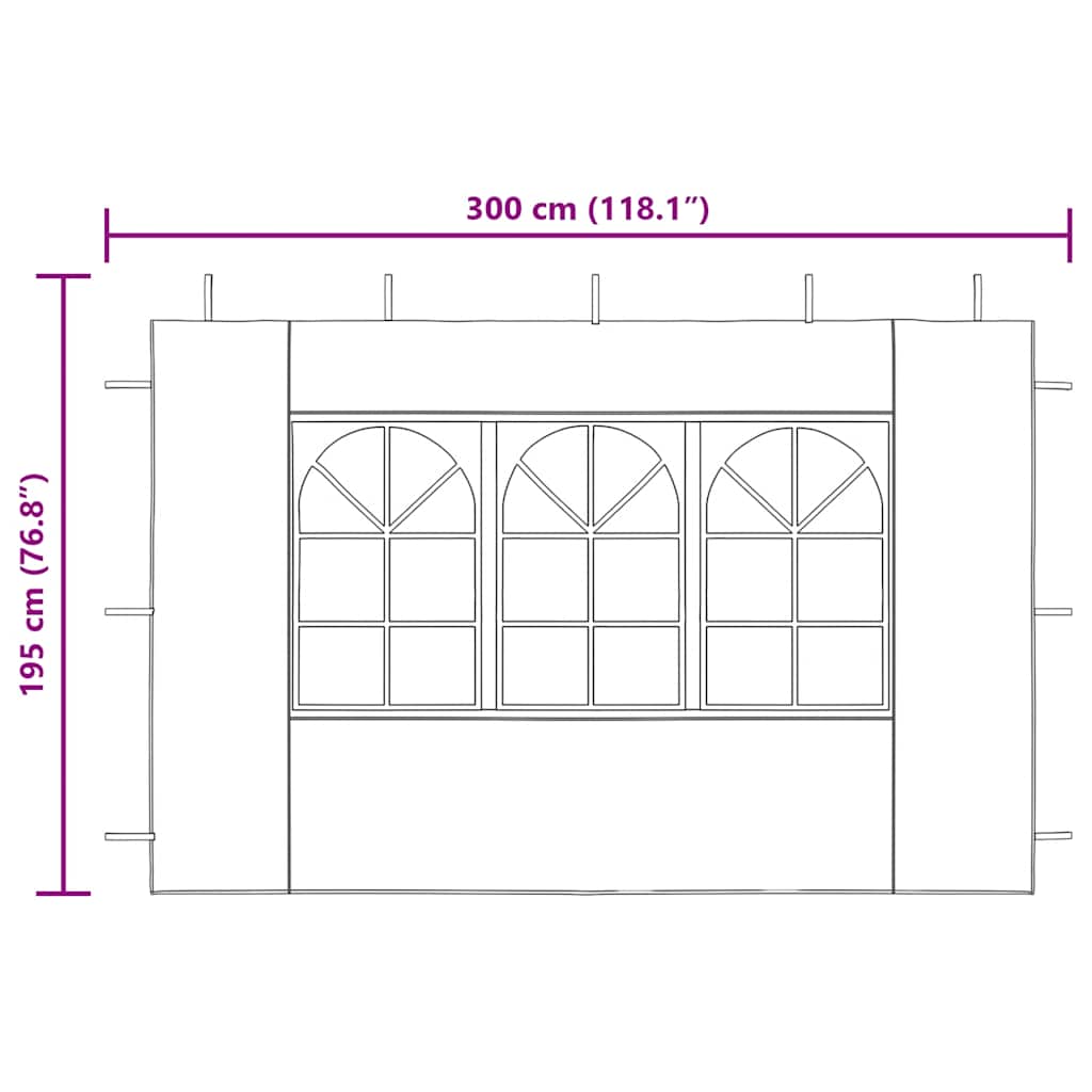 Party tent side walls 2 pieces with window PE anthracite