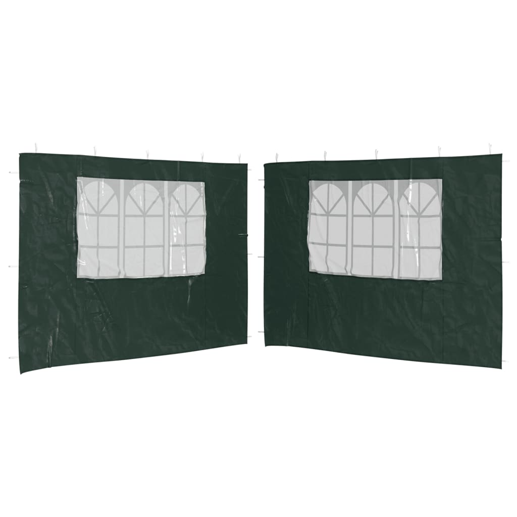 Party tent side walls 2 pieces with window PE green