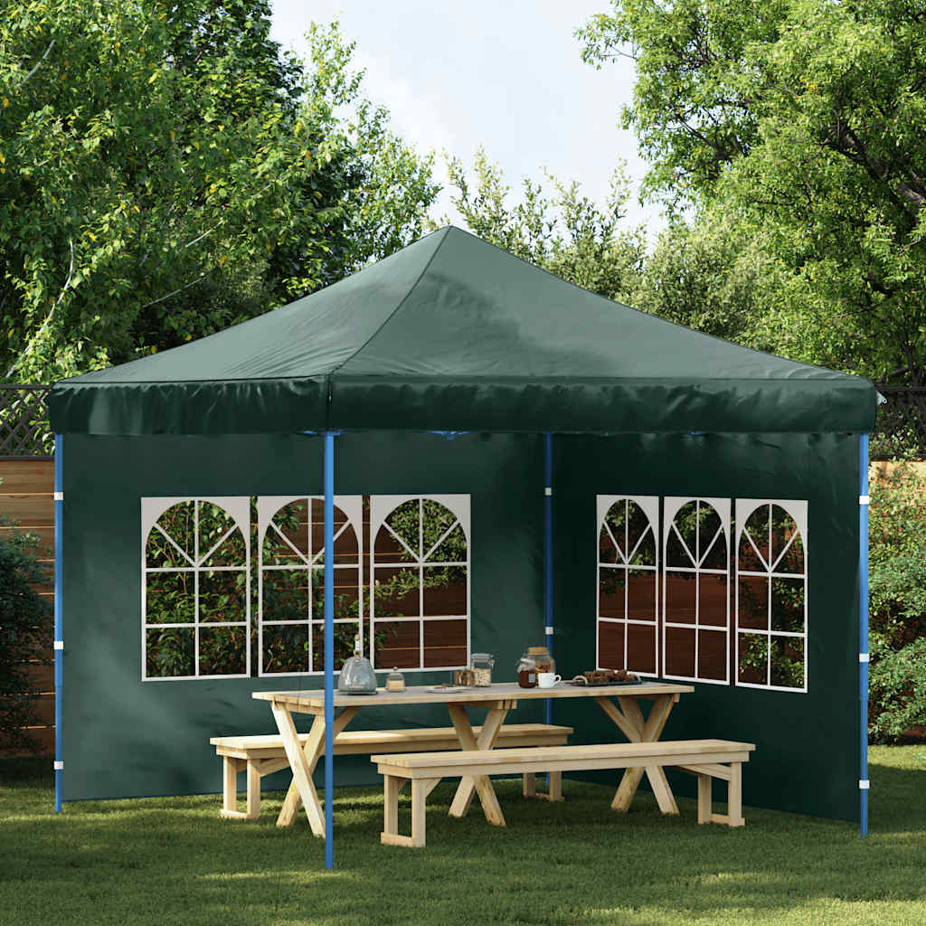 Party tent side walls 2 pieces with window PE green