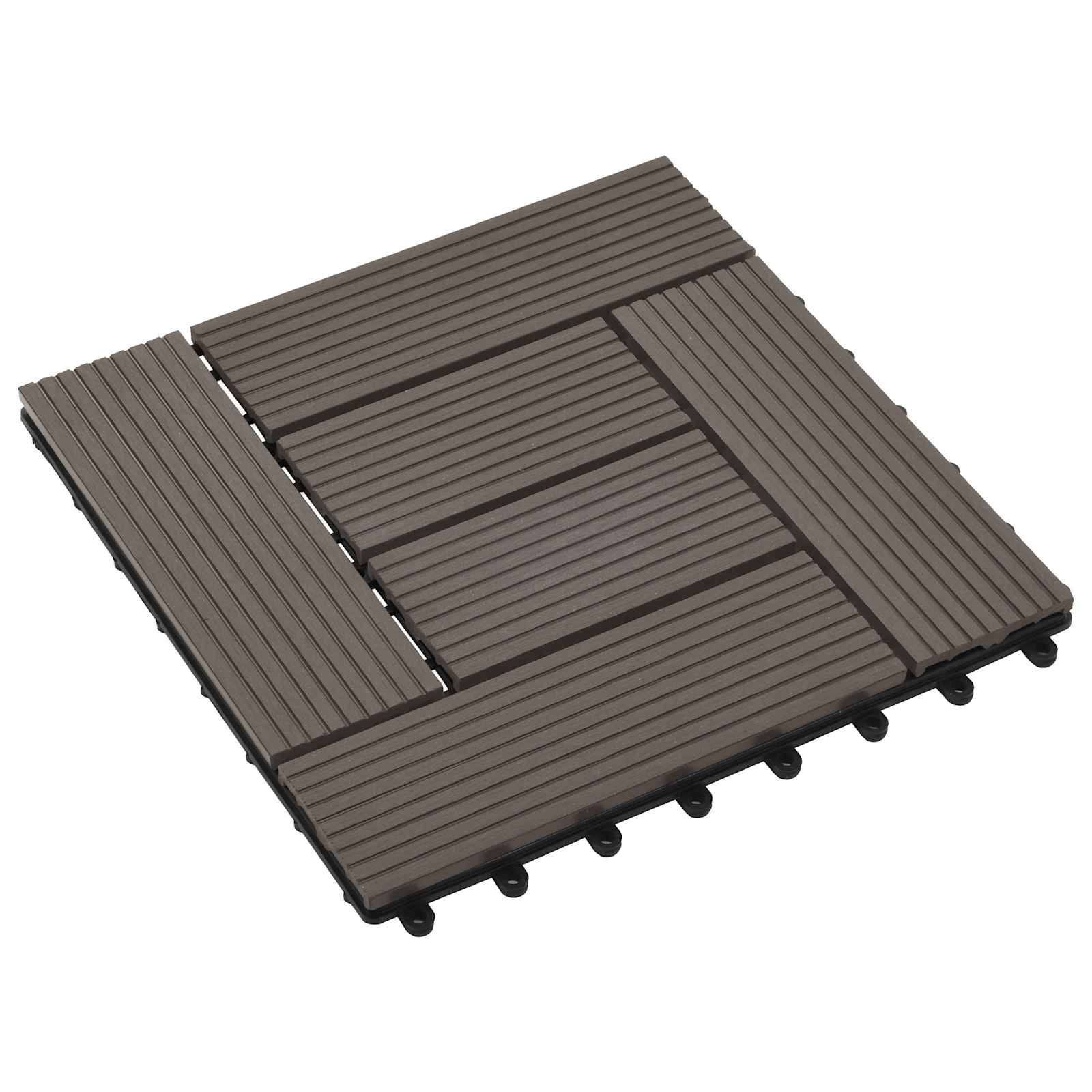 Terrassenfliese 11 stk. Dunkelbraun 30 x 30 cm WPC