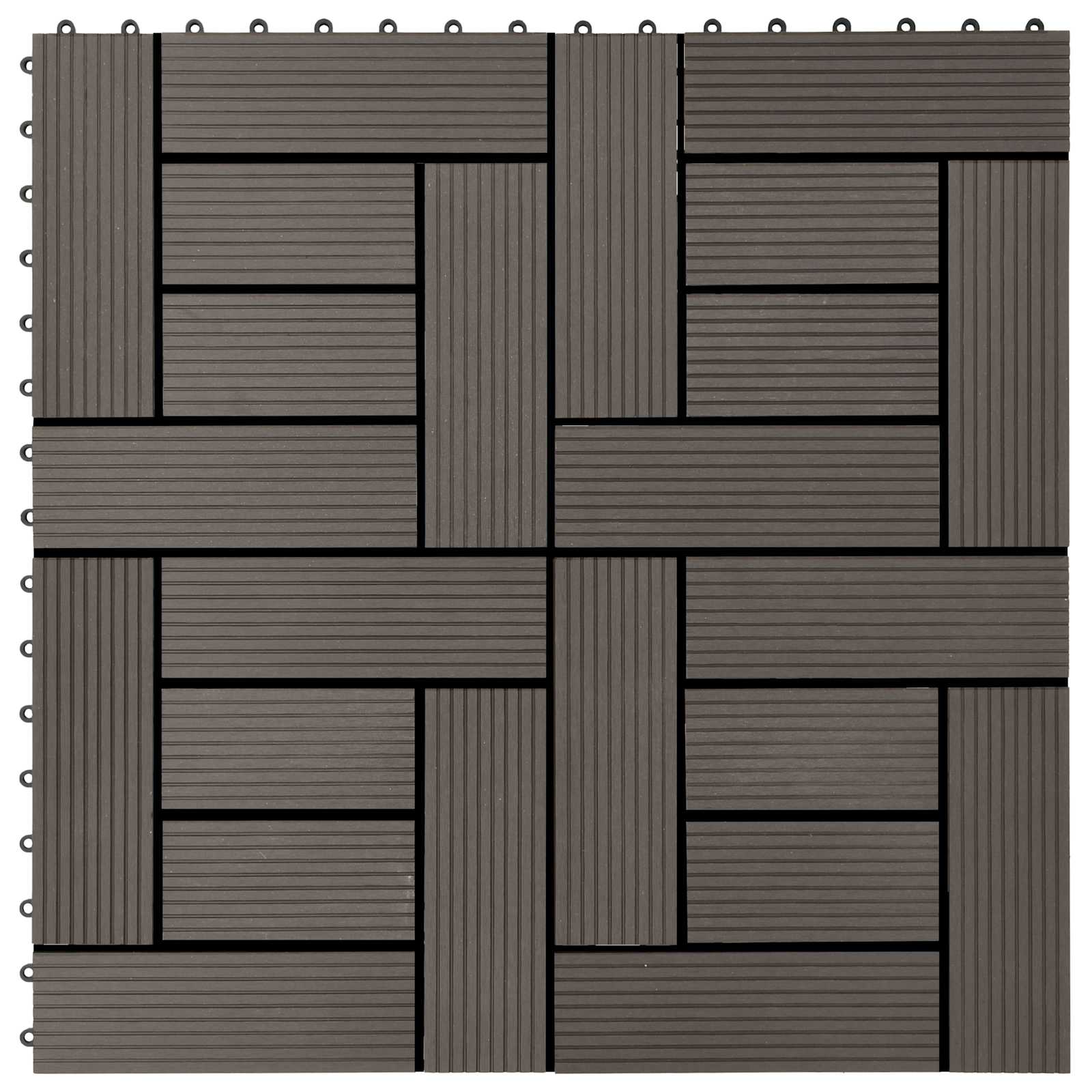 Terrassenfliese 11 stk. Dunkelbraun 30 x 30 cm WPC