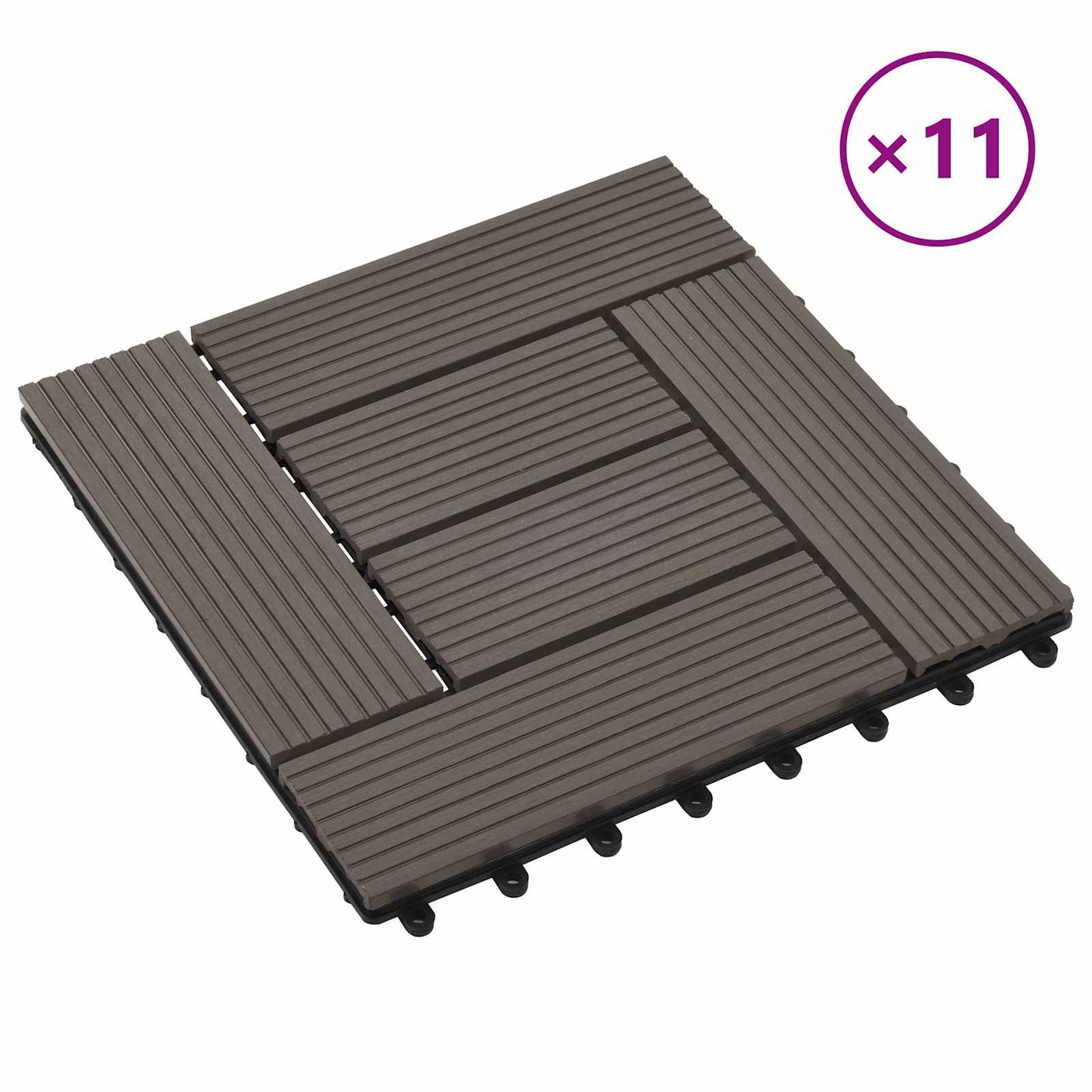Terrassenfliese 11 stk. Dunkelbraun 30 x 30 cm WPC