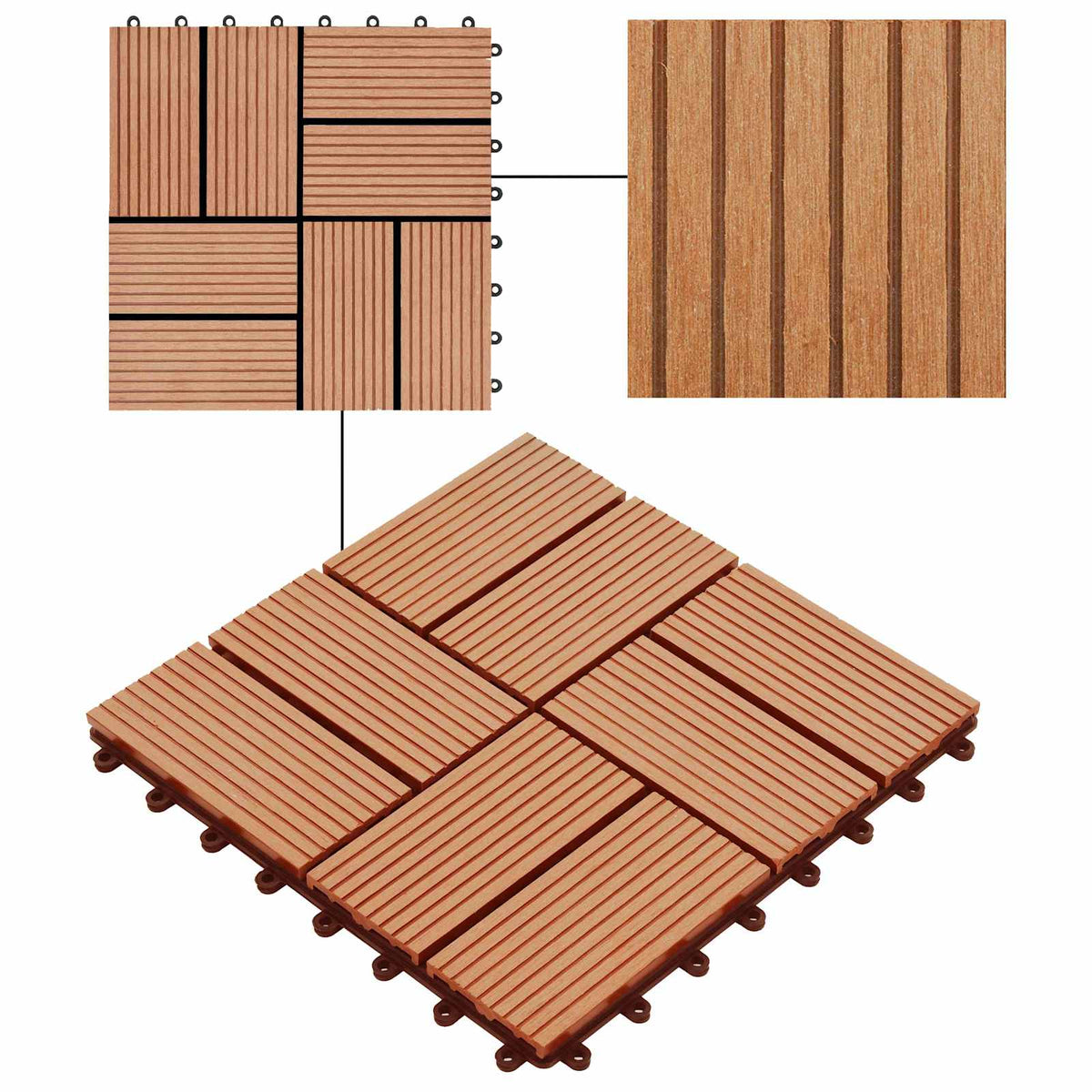 Terrassenfliese 11 stk. Teak 30 x 30 cm WPC
