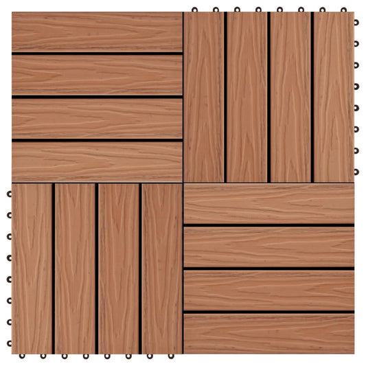 Terrassenfliesen 11Stk. Tief Geprägt WPC 30x30cm 1 qm Hellbraun