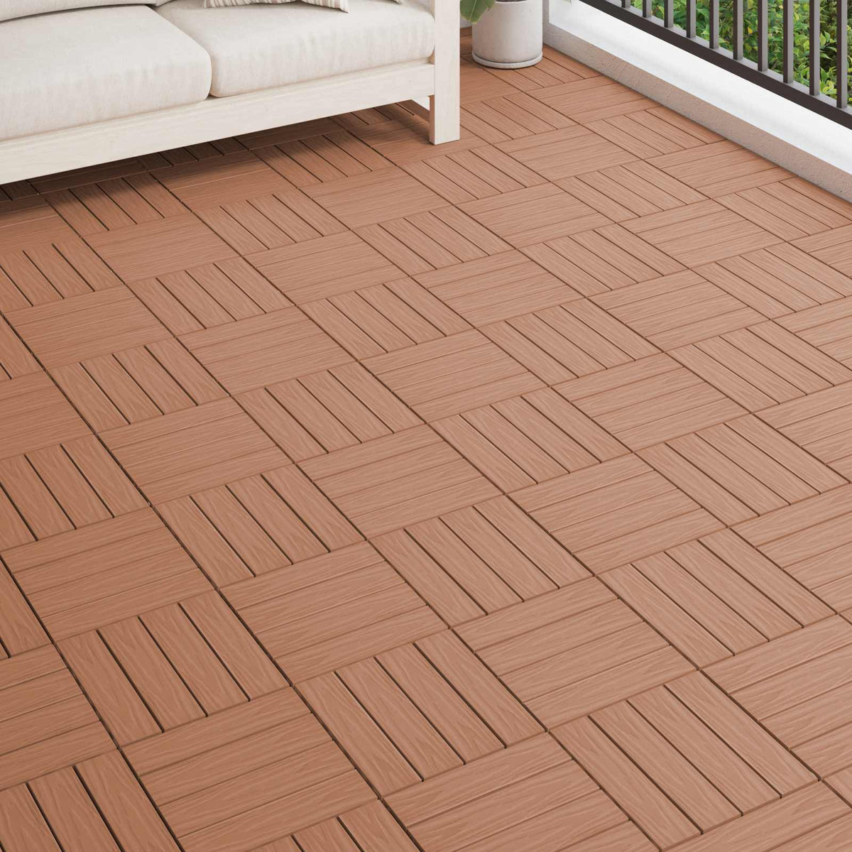 Terrassenfliese 3D-Design 11 Stk. Hellbraun 30 x 30 cm WPC