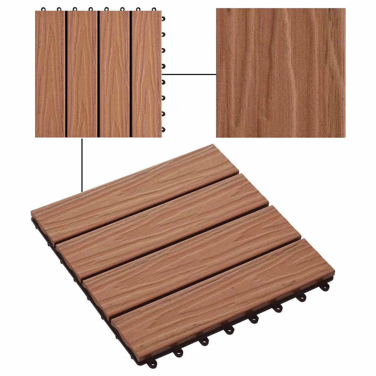 Terrassenfliese 3D-Design 11 Stk. Hellbraun 30 x 30 cm WPC