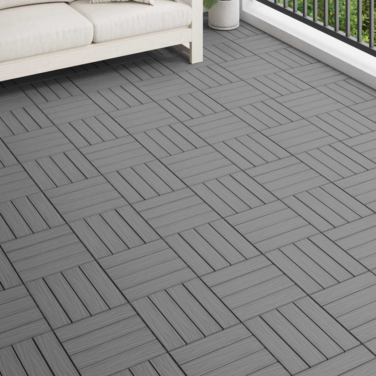 Terrassenfliese 3D-Design 11 Stk. Grau 30 x 30 cm WPC