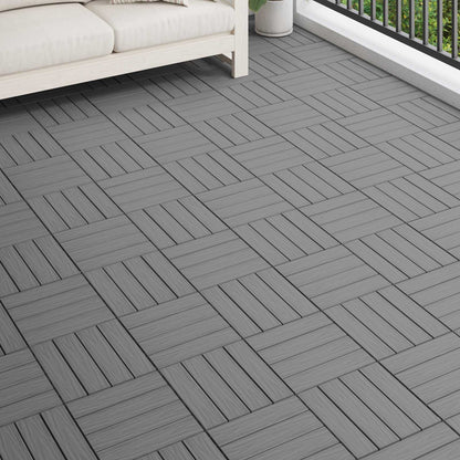 Terrassenfliese 3D-Design 11 Stk. Grau 30 x 30 cm WPC
