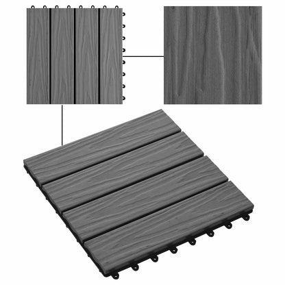 Terrassenfliese 3D-Design 11 Stk. Grau 30 x 30 cm WPC