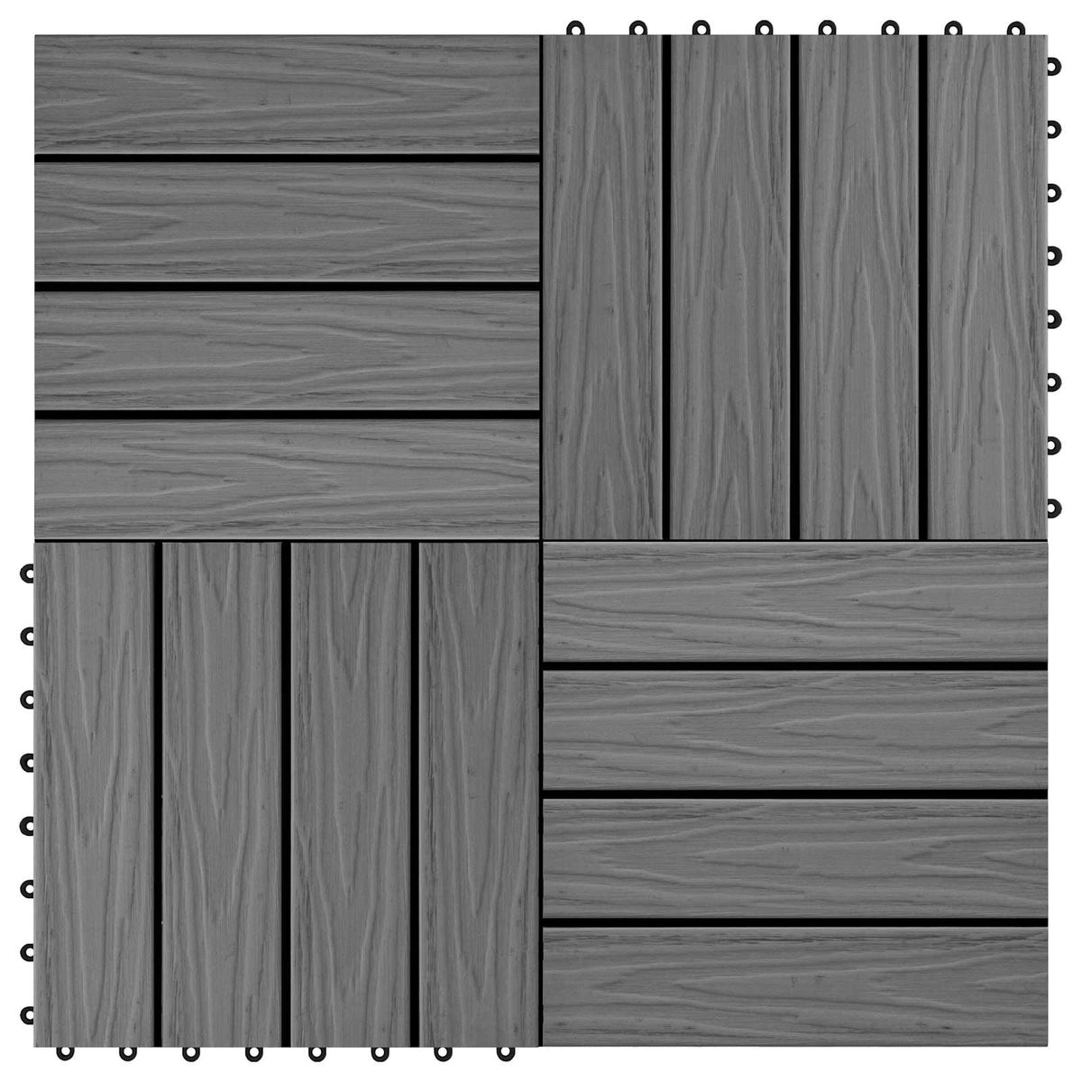 Terrassenfliese 3D-Design 11 Stk. Grau 30 x 30 cm WPC
