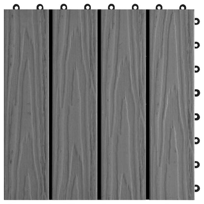 Terrassenfliese 3D-Design 11 Stk. Grau 30 x 30 cm WPC