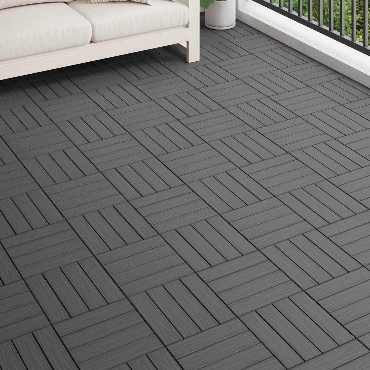 Terrassenfliese 3D-Design 11 Stk. Schwarz 30 x 30 cm WPC