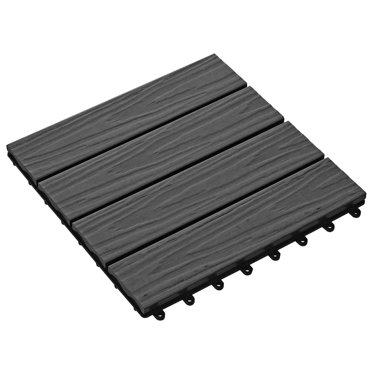 Terrassenfliese 3D-Design 11 Stk. Schwarz 30 x 30 cm WPC