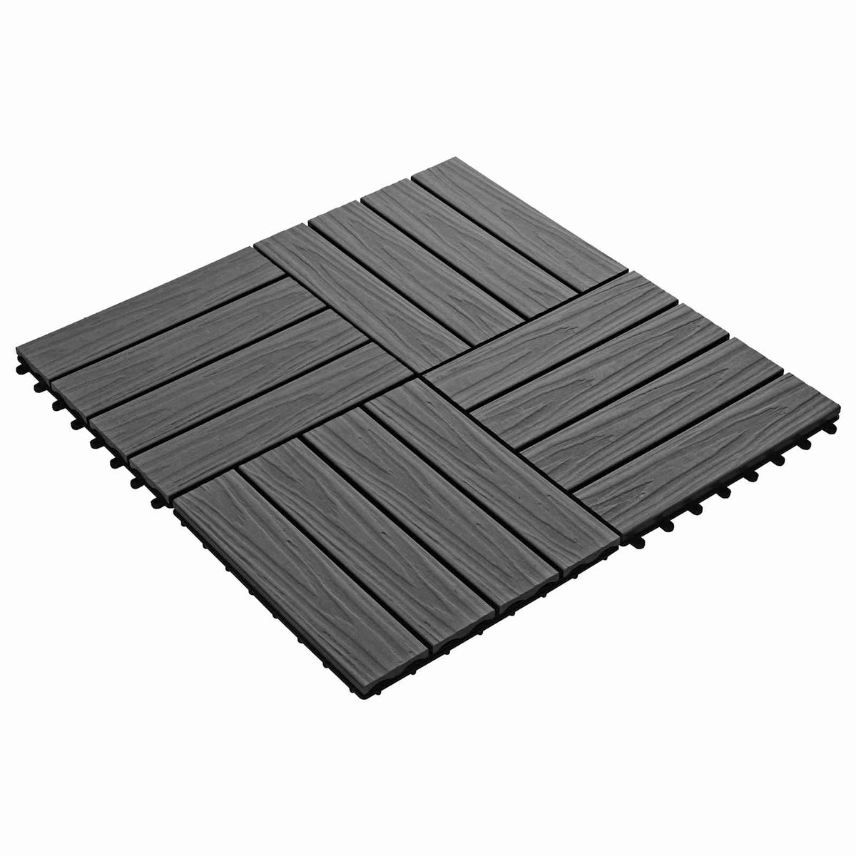 Terrassenfliese 3D-Design 11 Stk. Schwarz 30 x 30 cm WPC
