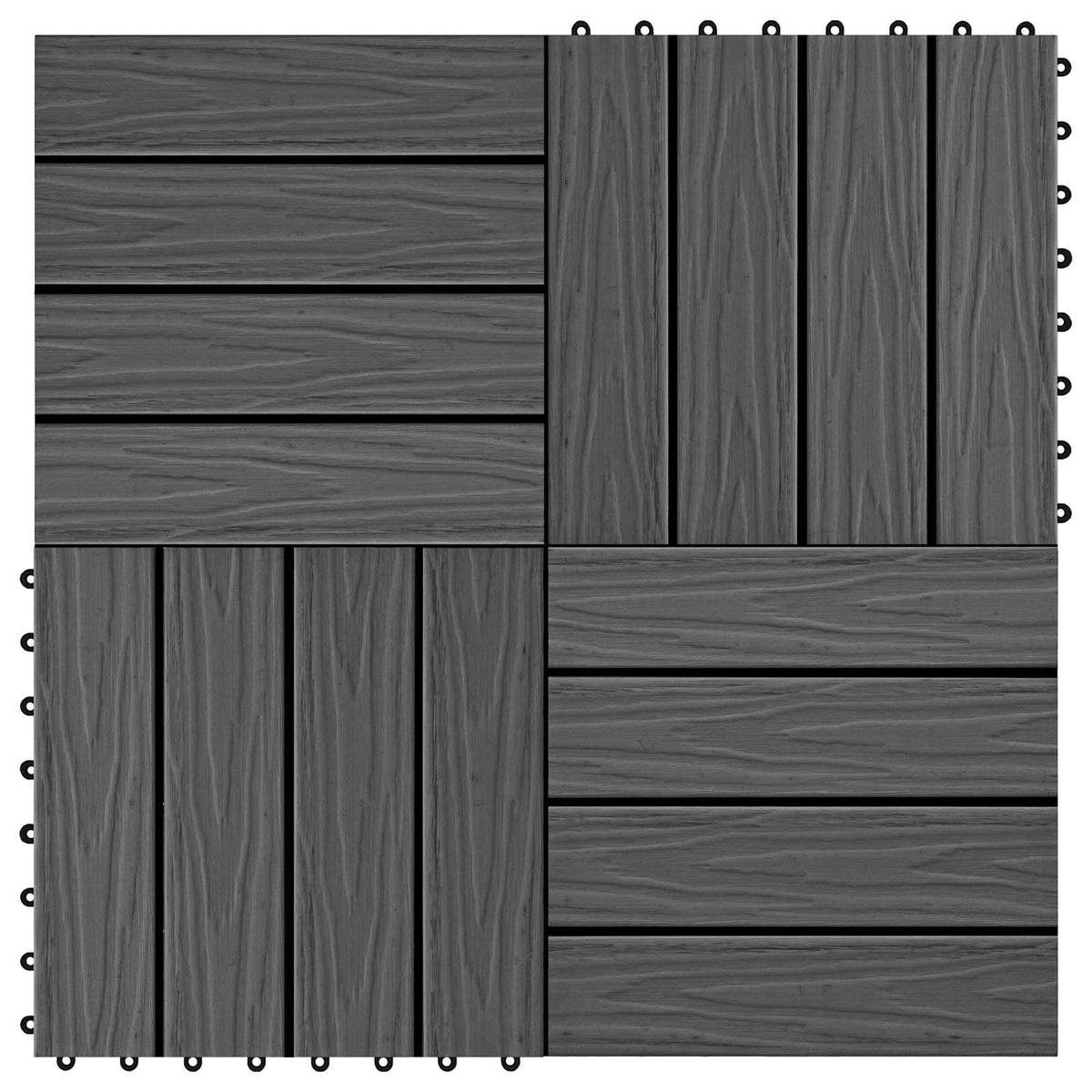 Terrassenfliese 3D-Design 11 Stk. Schwarz 30 x 30 cm WPC