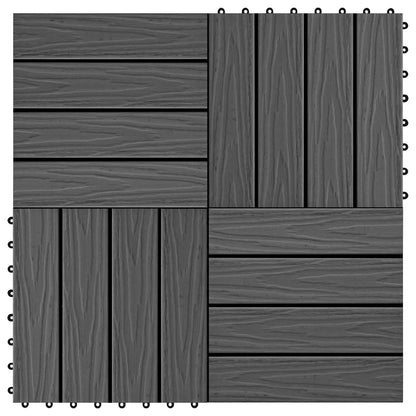 Terrassenfliese 3D-Design 11 Stk. Schwarz 30 x 30 cm WPC