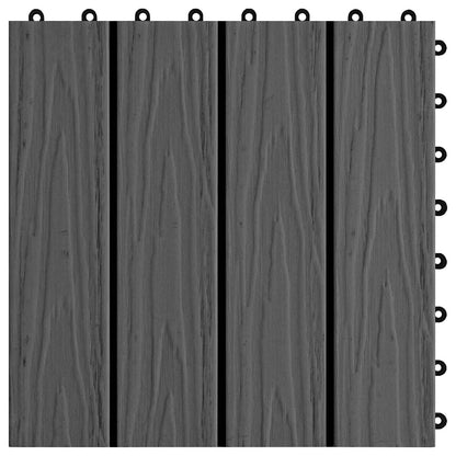Terrassenfliese 3D-Design 11 Stk. Schwarz 30 x 30 cm WPC