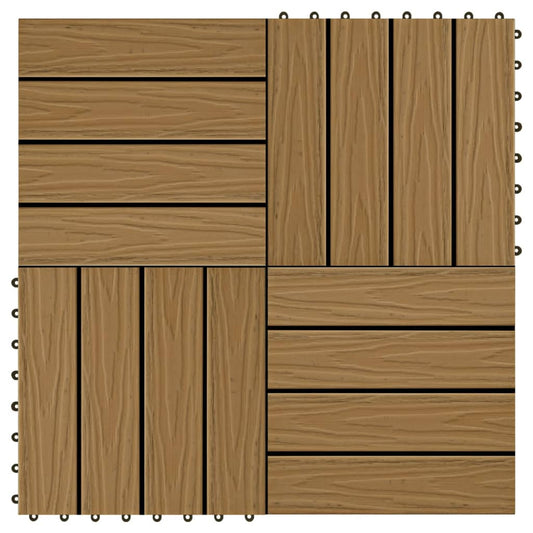 Terrassenfliesen 11Stk. Tief Geprägt WPC 30x30cm 1 qm Teakfarbe