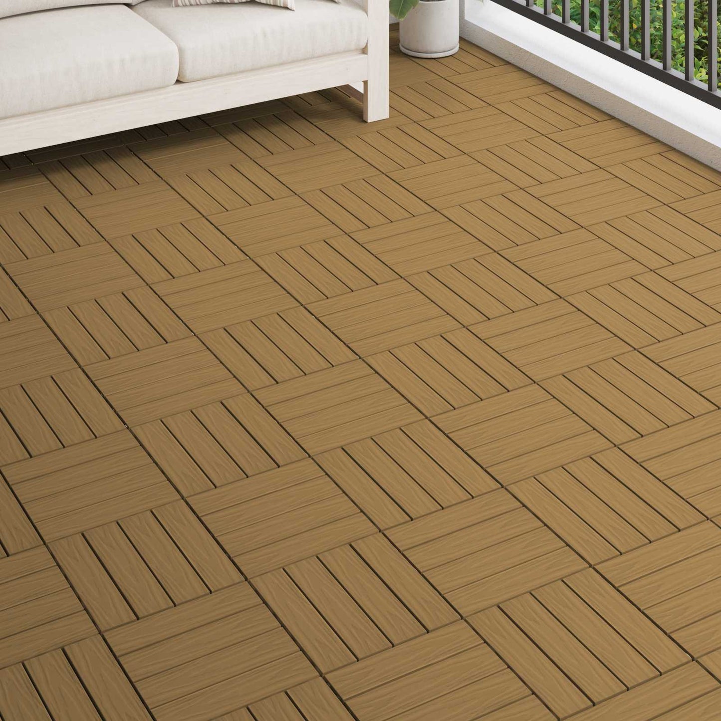 Terrassenfliese 3D-Design 11 Stk. Teak 30 x 30 cm WPC