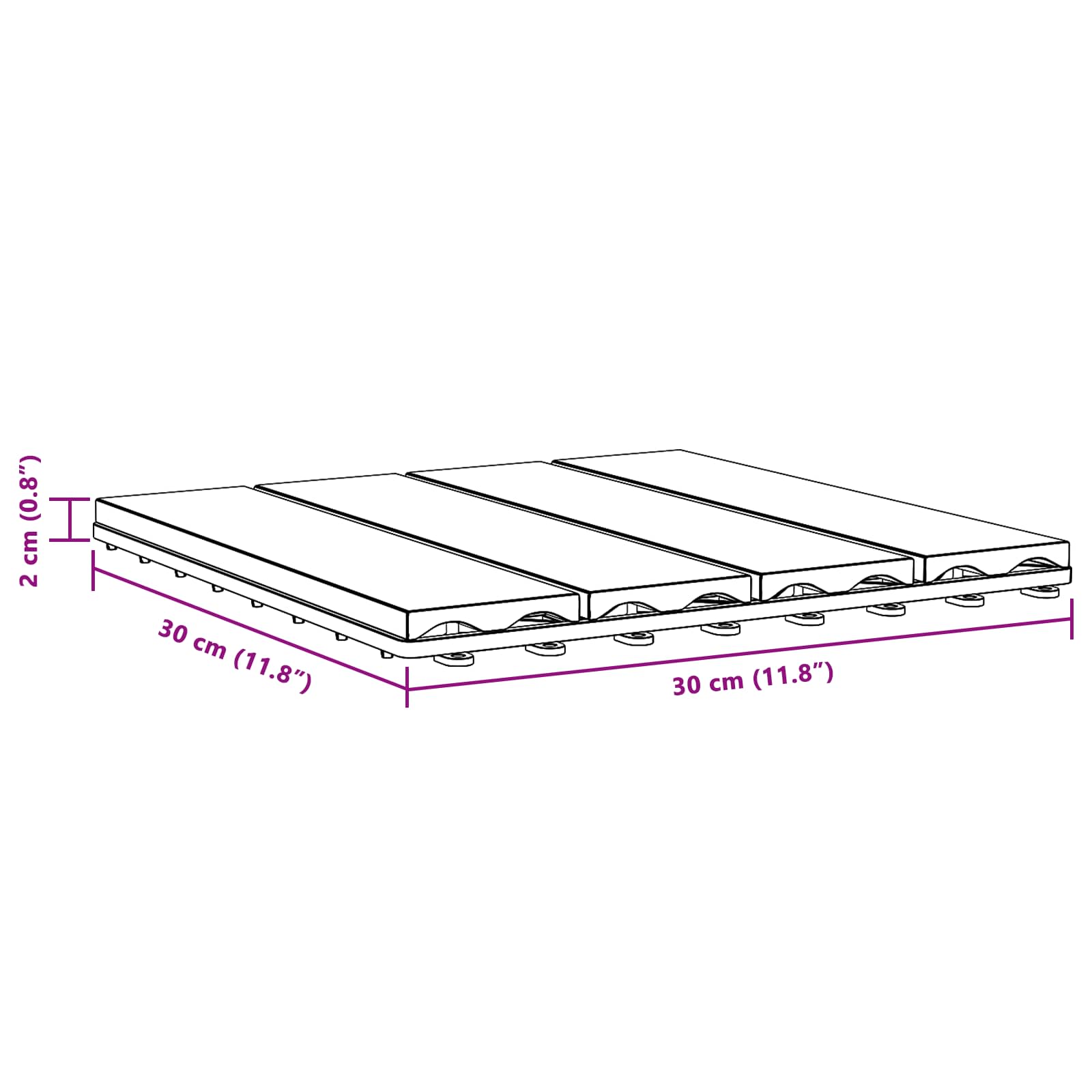 Terrassenfliese 3D-Design 11 Stk. Teak 30 x 30 cm WPC