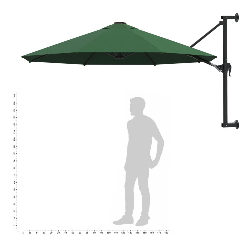 Sonnenschirm zur Wandmontage mit Metall-Mast 300 cm Grün