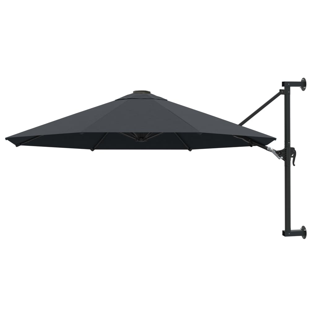 Support mural pour parasol avec mât métallique 300 cm anthracite