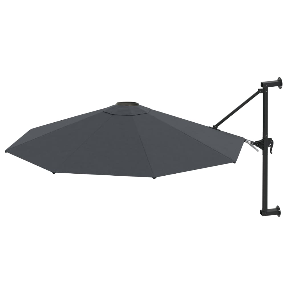 Support mural pour parasol avec mât métallique 300 cm anthracite