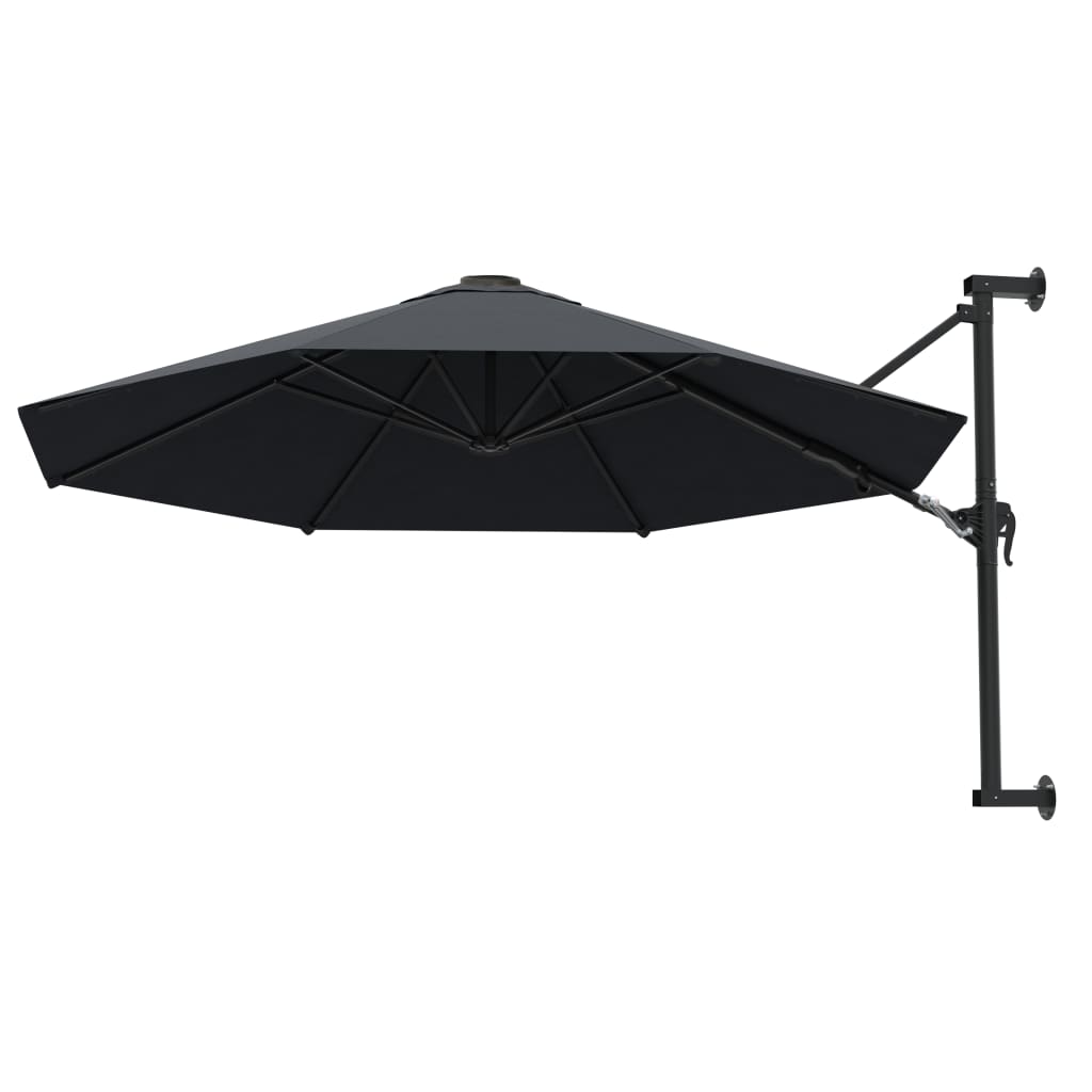 Support mural pour parasol avec mât métallique 300 cm anthracite