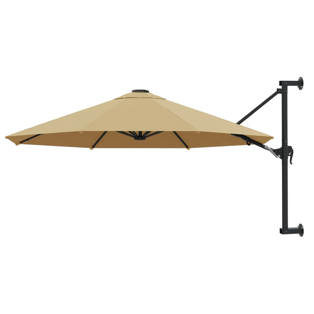 Support mural pour parasol avec mât métallique 300 cm taupe