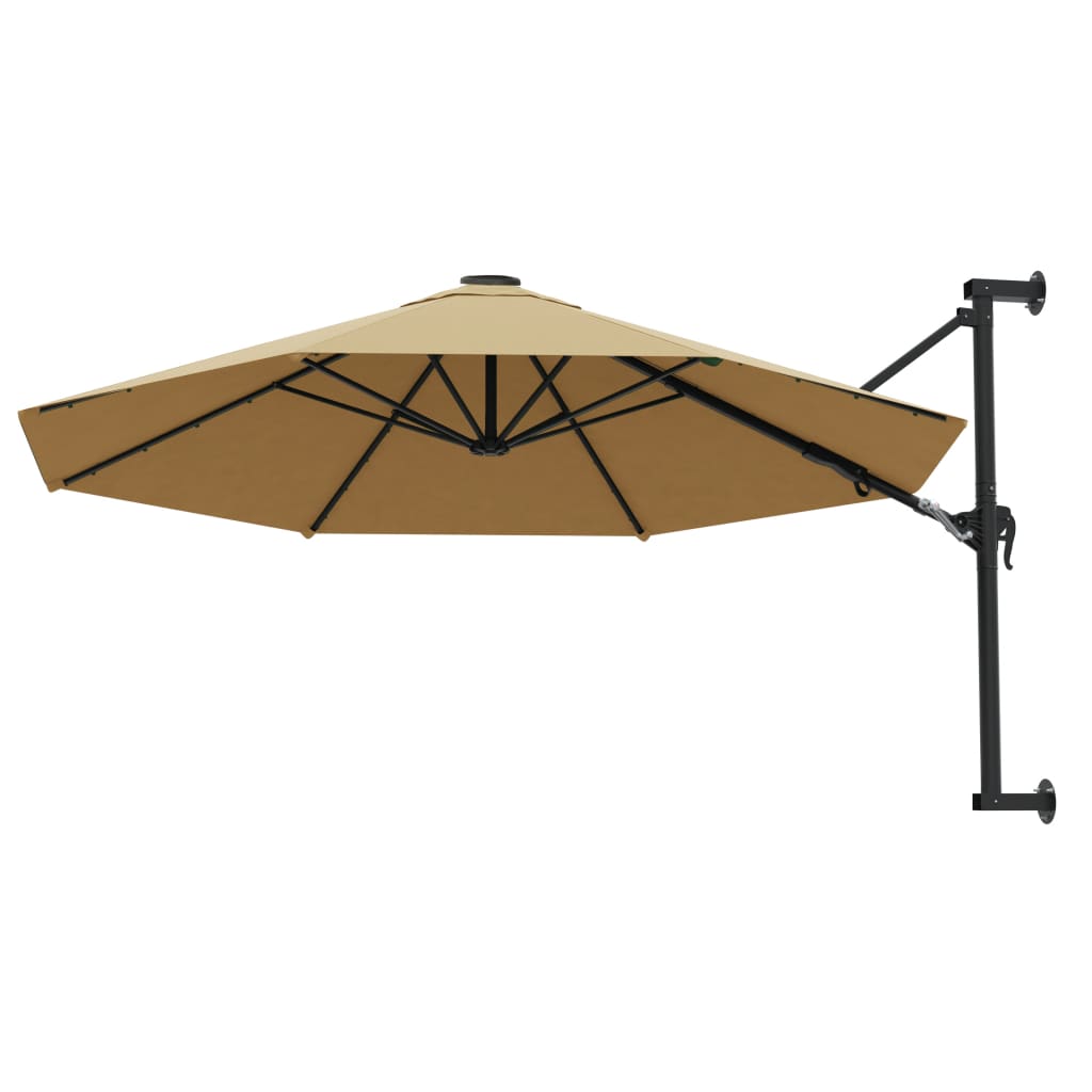 Support mural pour parasol avec mât métallique 300 cm taupe