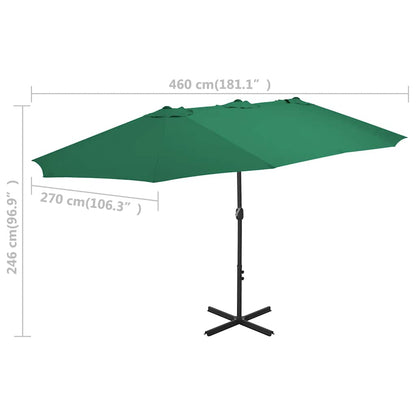 Sonnenschirm mit Aluminium-Mast 460x270 cm Grün