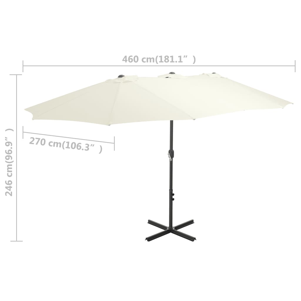 Parasol avec mât en aluminium 460 x 270 cm sable