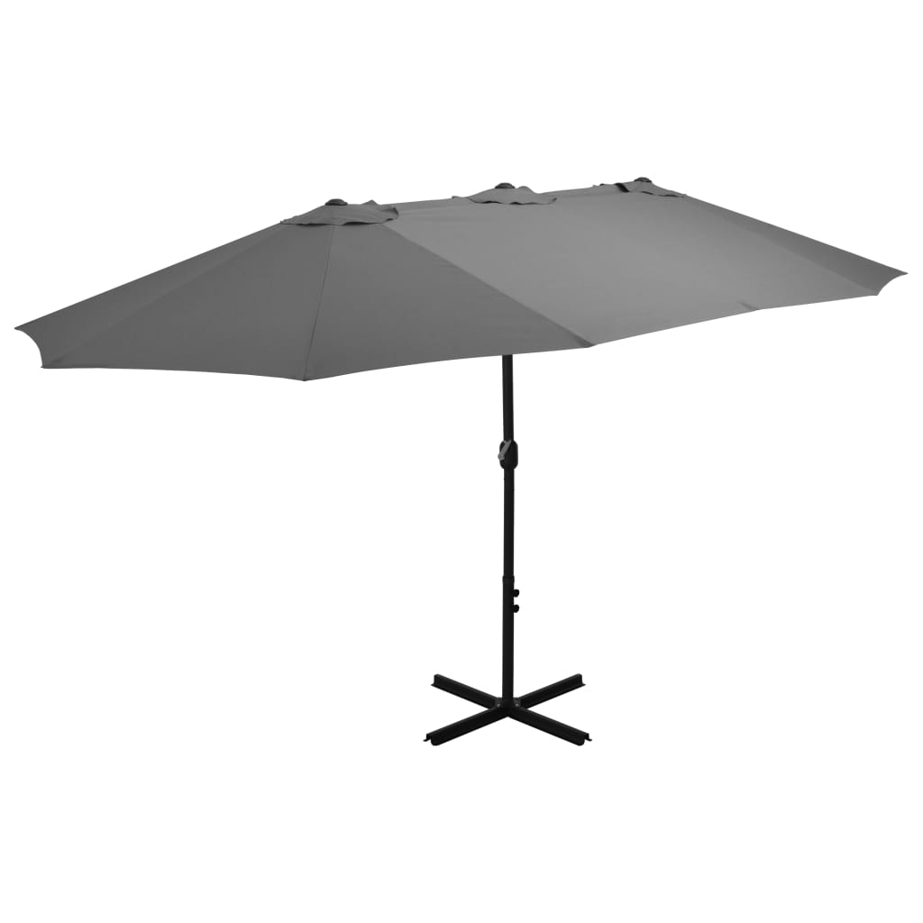 Parasol avec mât en aluminium 460 x 270 cm anthracite