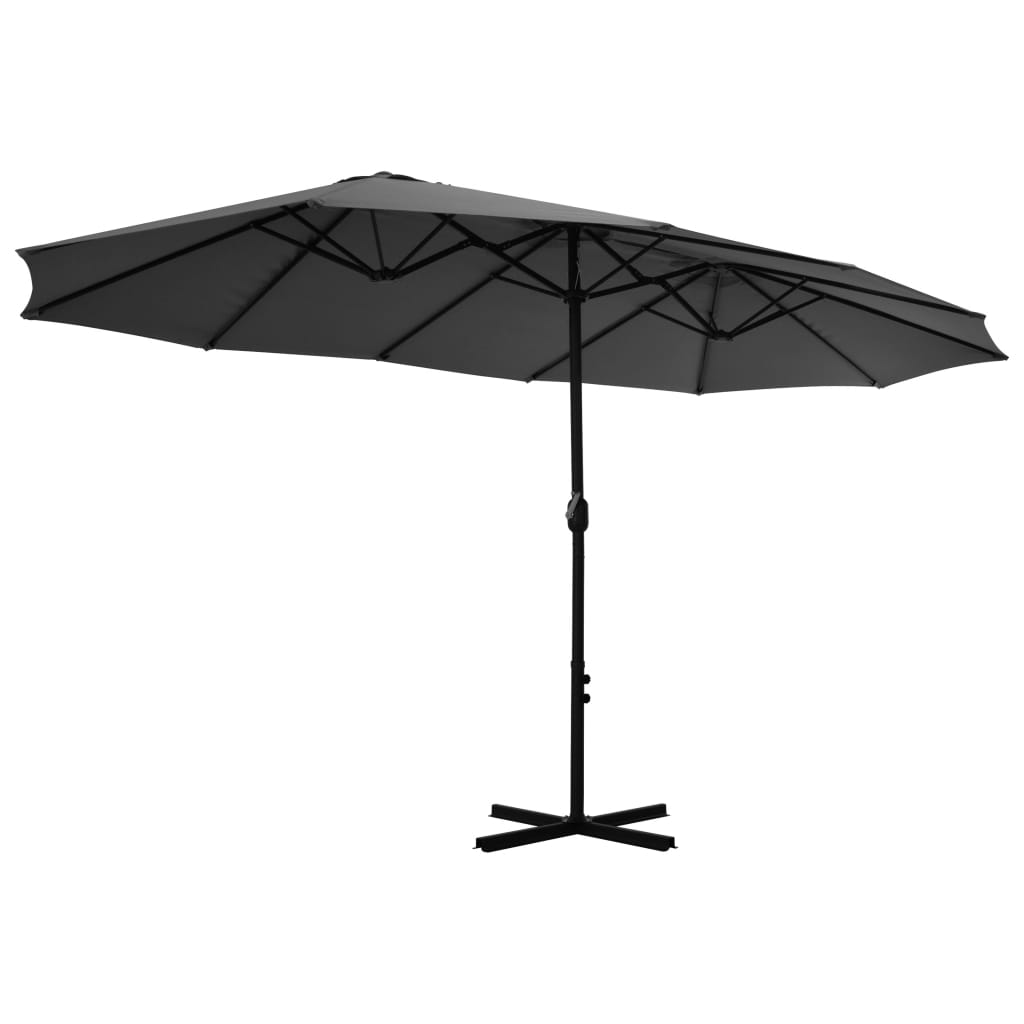 Parasol avec mât en aluminium 460 x 270 cm anthracite