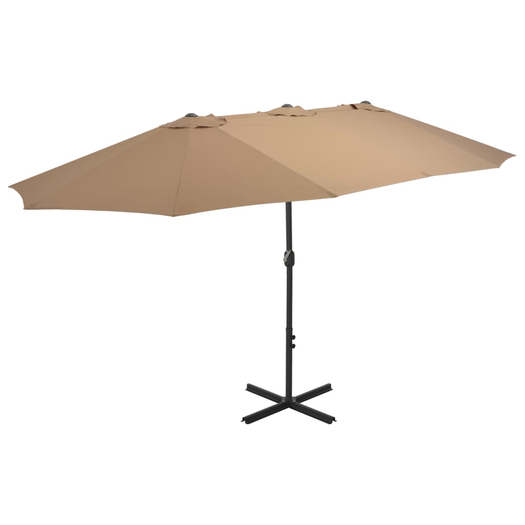 Parasol avec mât en aluminium 460x270 cm taupe