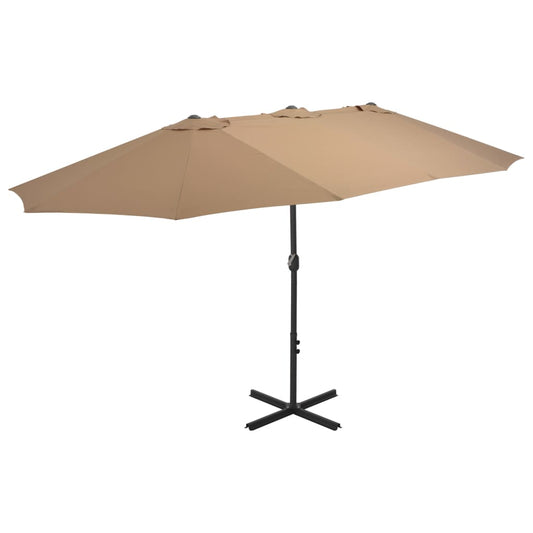 Parasol avec mât en aluminium 460x270 cm taupe