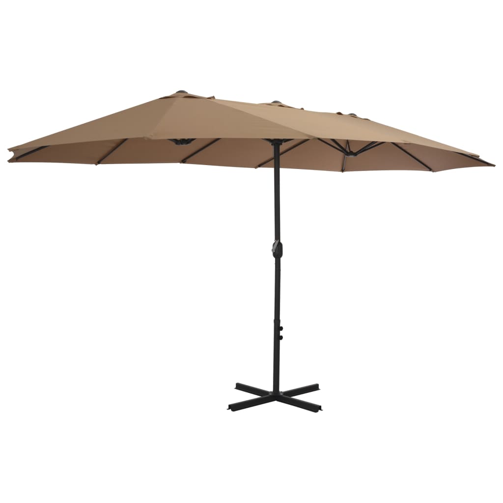 Parasol avec mât en aluminium 460x270 cm taupe