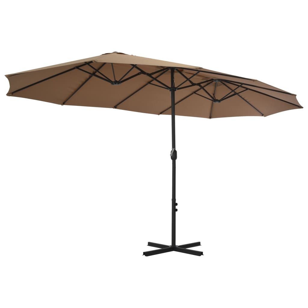 Parasol avec mât en aluminium 460x270 cm taupe